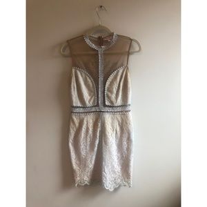 Nude Lace Dress with Mesh Detail